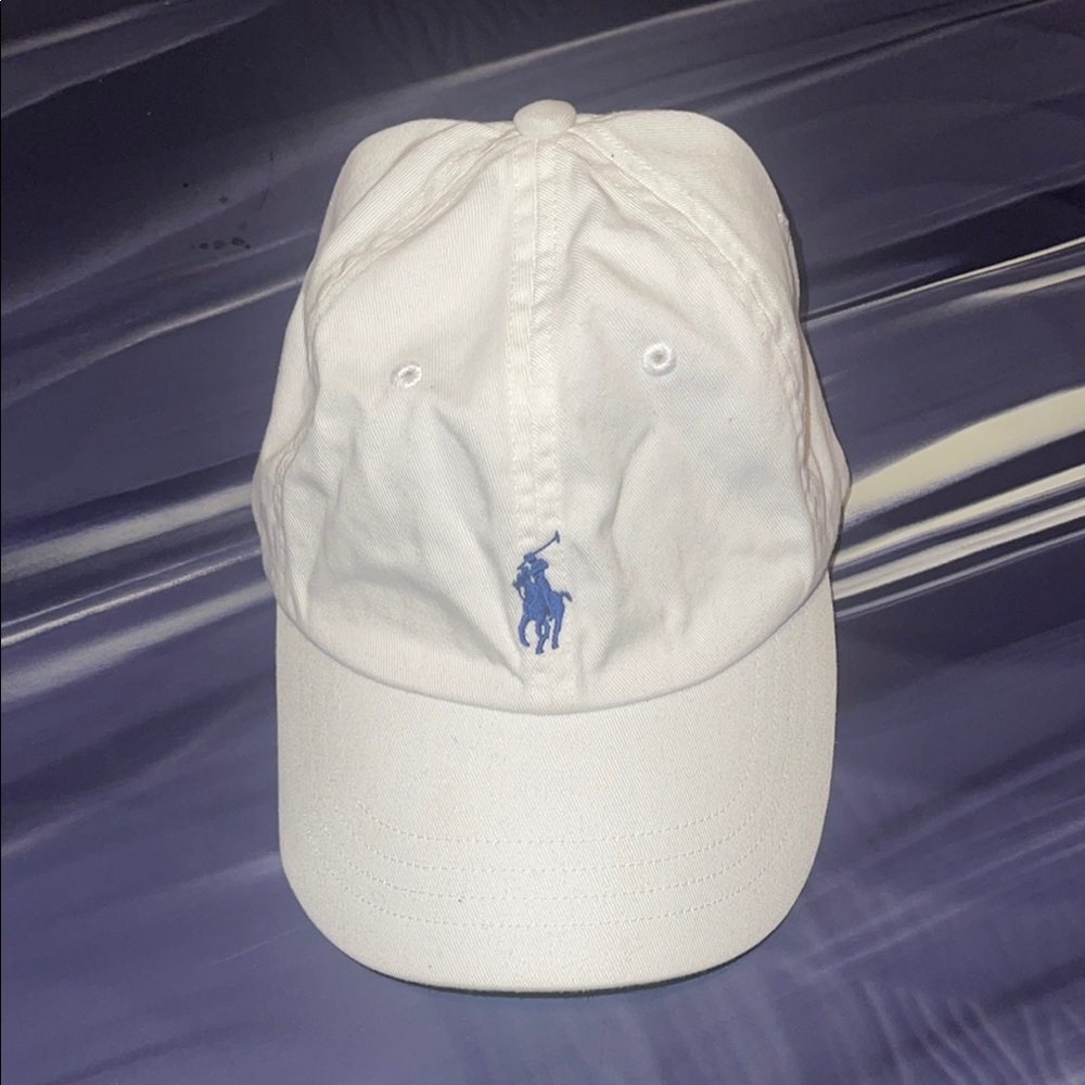 Ralph Lauren Ivory Cap with Sky Blue Emblem